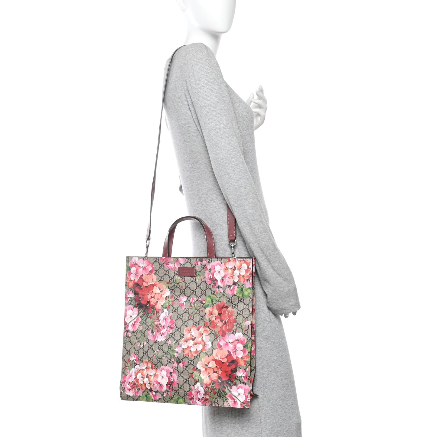 Soft GG Supreme Monogram Blooms Vertical Tote Beige Multicolor Dry Rose