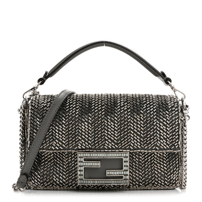 Fendi Fabric Beaded Woven Mini Baguette Clay Palladium 1 of 10