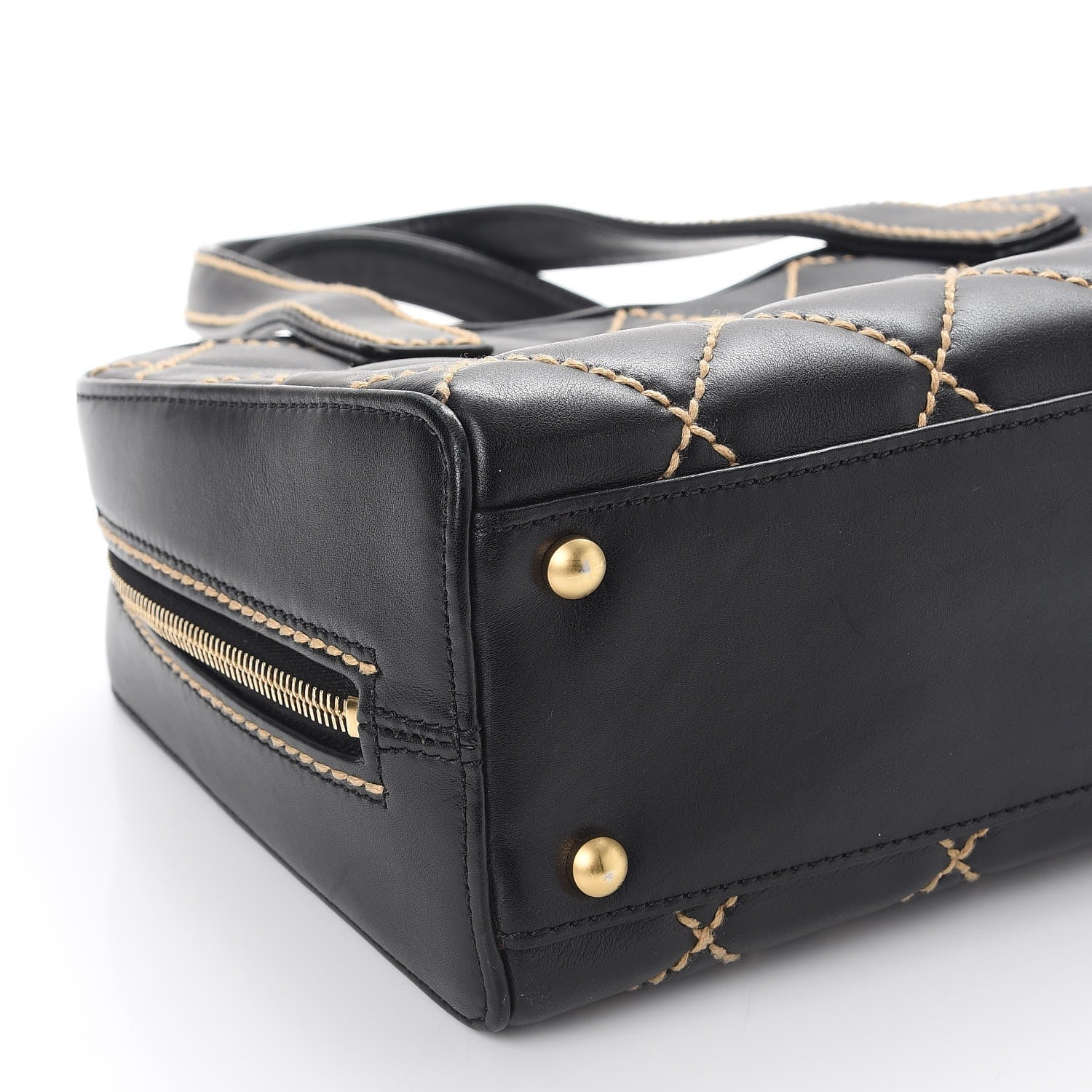 Chanel Calfskin Wild Stitch Top Handle Bag Black 8 of 9