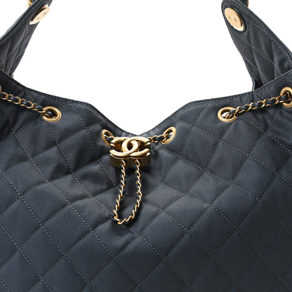 Chanel Canvas Quilted Medium Chanel 25 Handbag Dark Blue 8 of 10