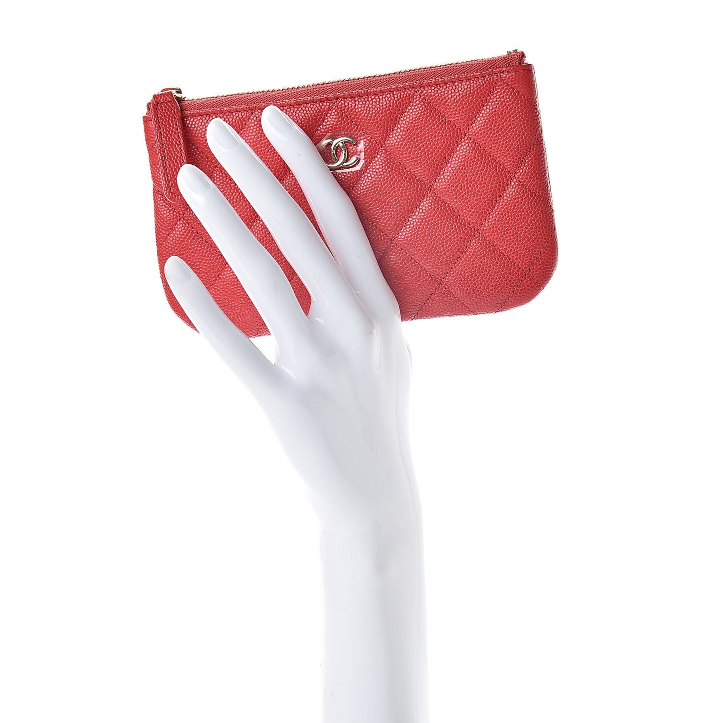 Caviar Quilted Small Cosmetic Case Dark Pink