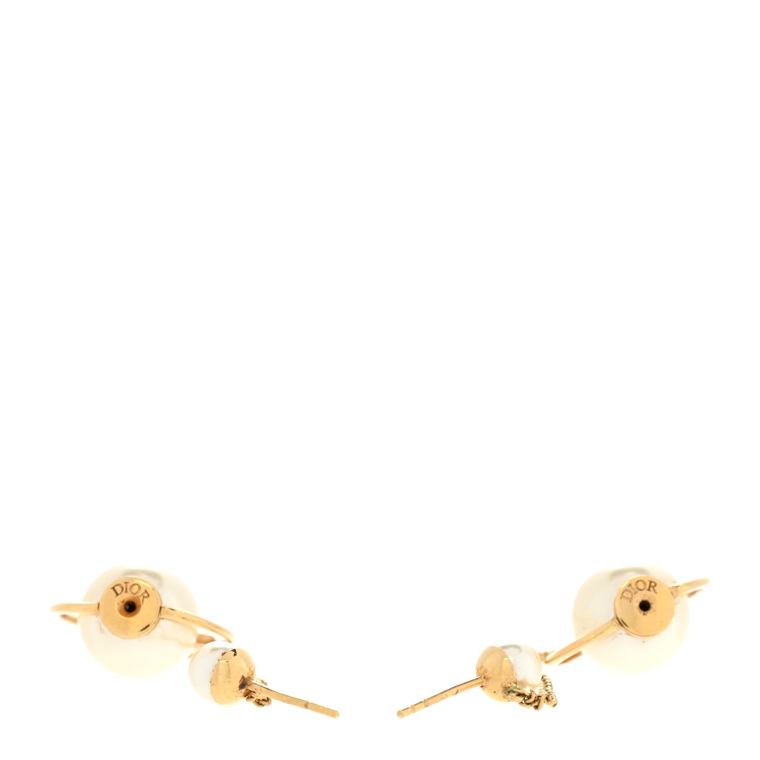 Christian Dior Pearl Tribales Dangle Chain Earrings Gold 3 of 6