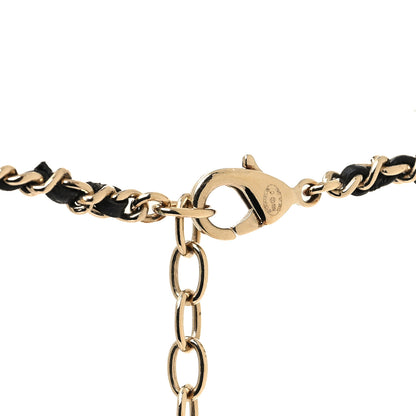 Chanel Metal Resin Calfskin Quilted CC Turnlock Chain Bag Necklace Gold White 4 of 5