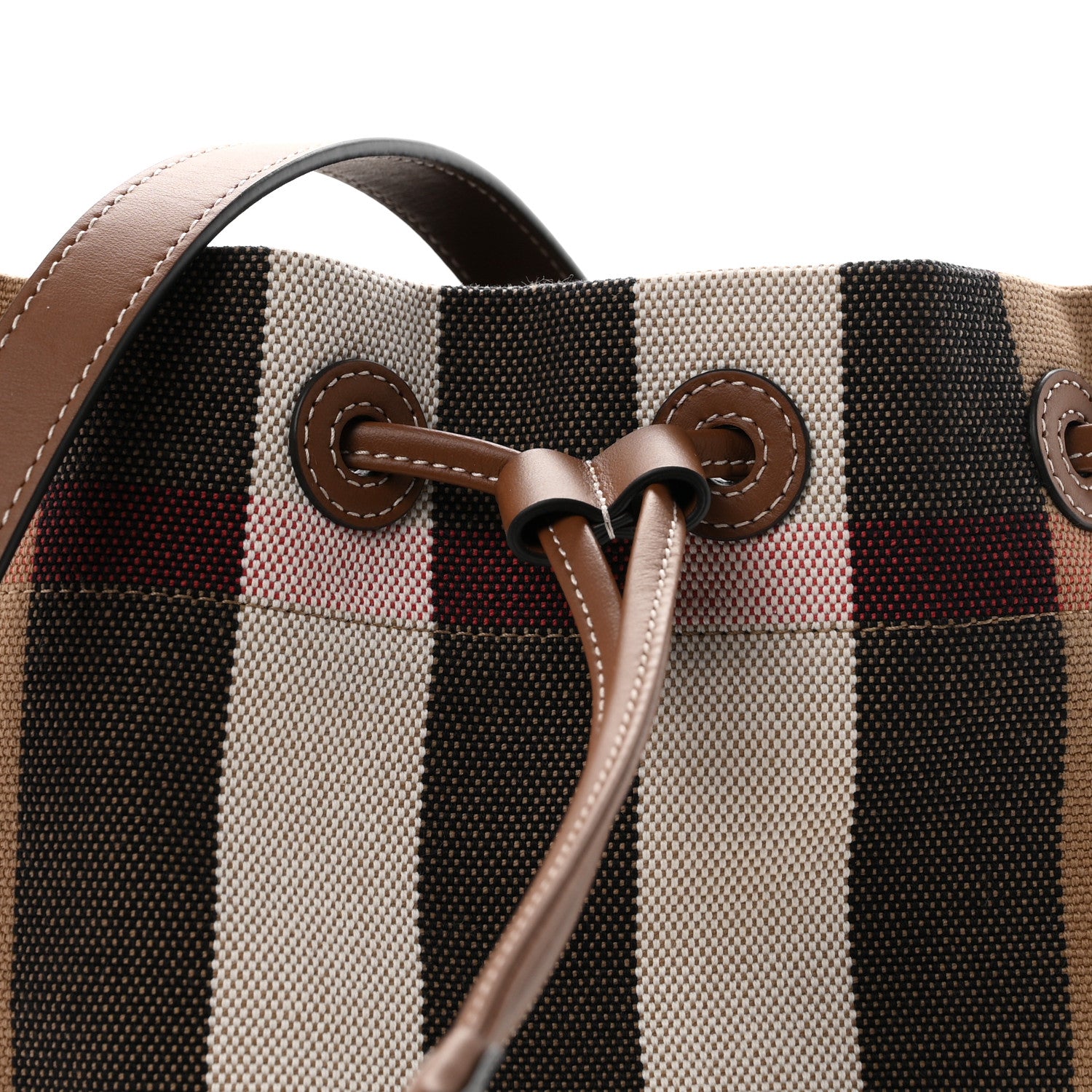Burberry Giant Check Canvas Small Bucket Bag Taupe Brown 9 of 11