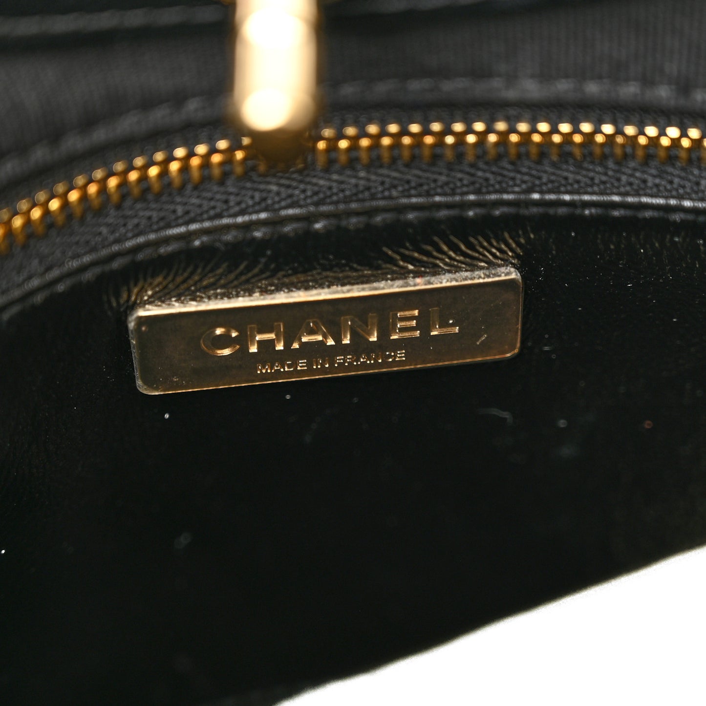 Shiny Crumpled Calfskin Quilted Mini 31 Shopping Bag Black
