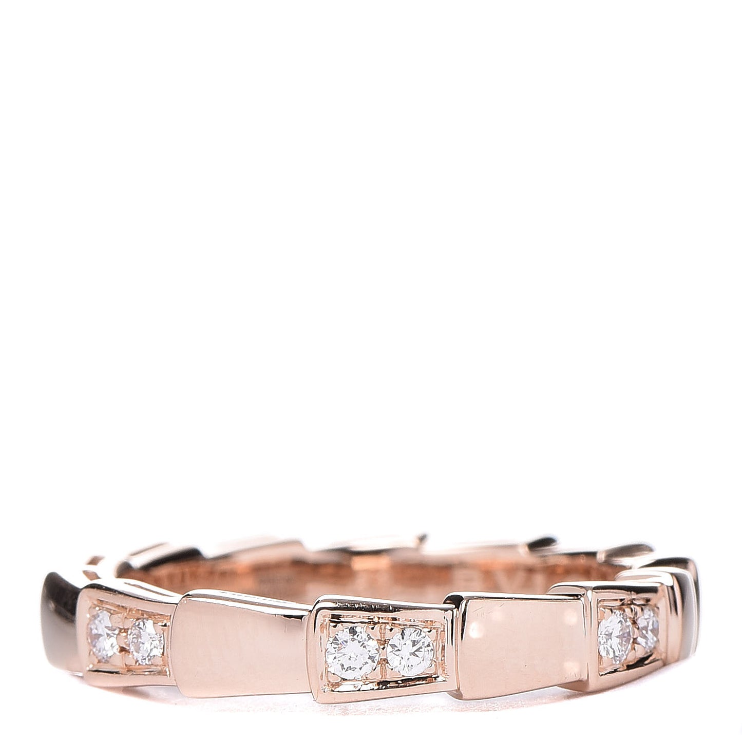 18K Rose Gold Diamond Serpenti Band Ring 53 6.5