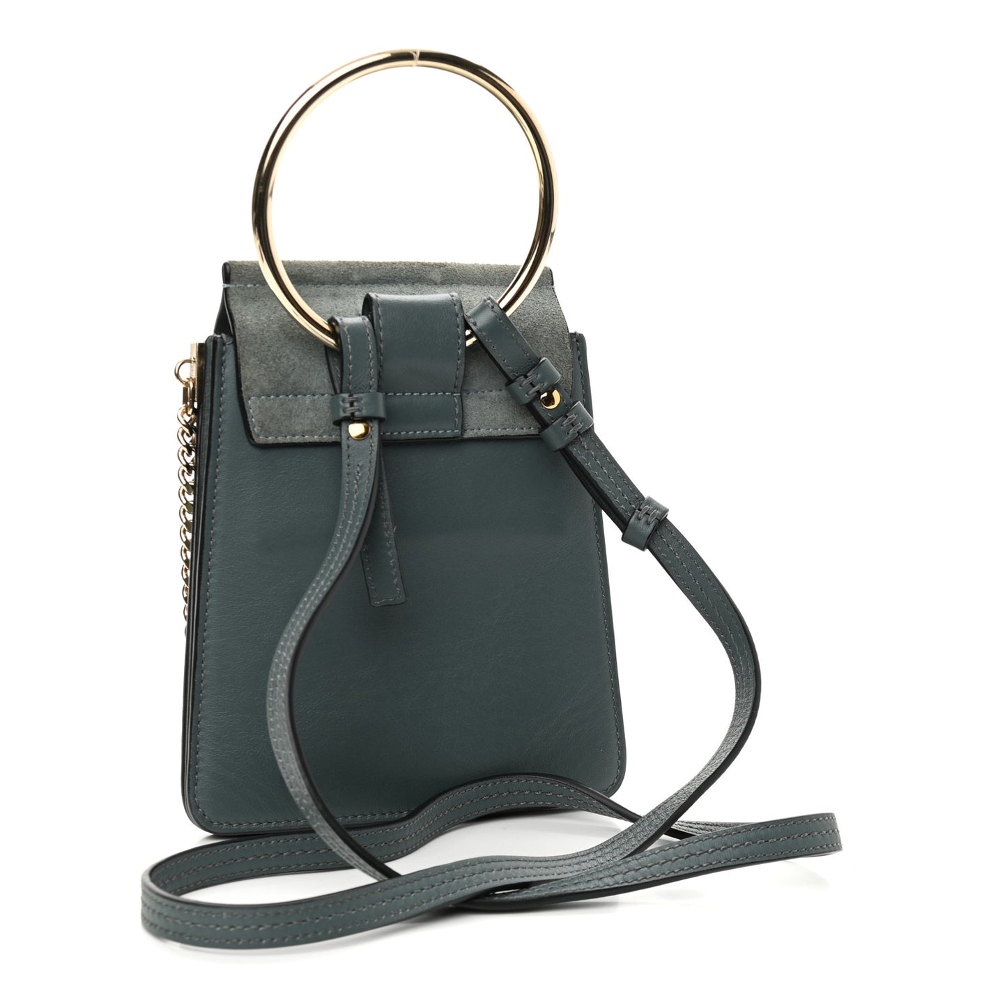 Suede Calfskin Mini Faye Bracelet Bag Cloudy Blue