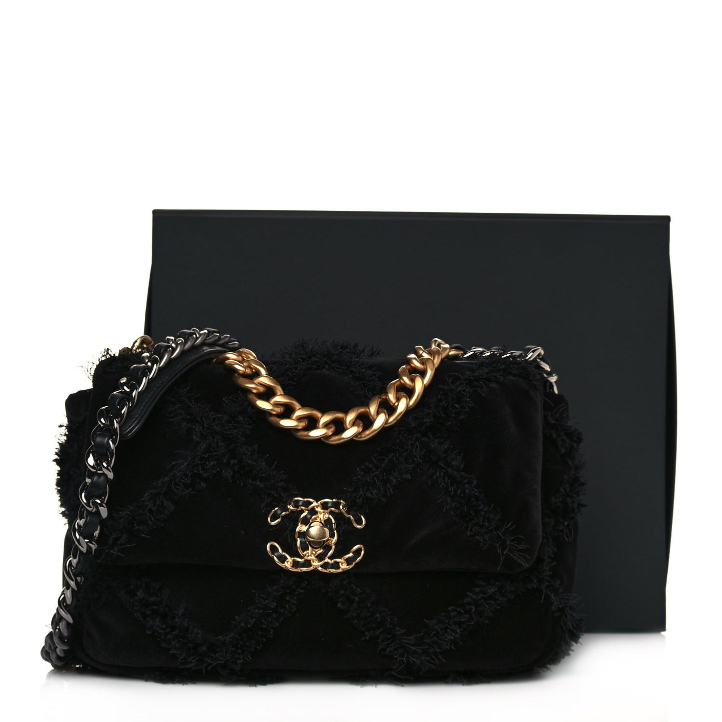 Cotton Canvas Quilted Medium Chanel 19 Flap Black