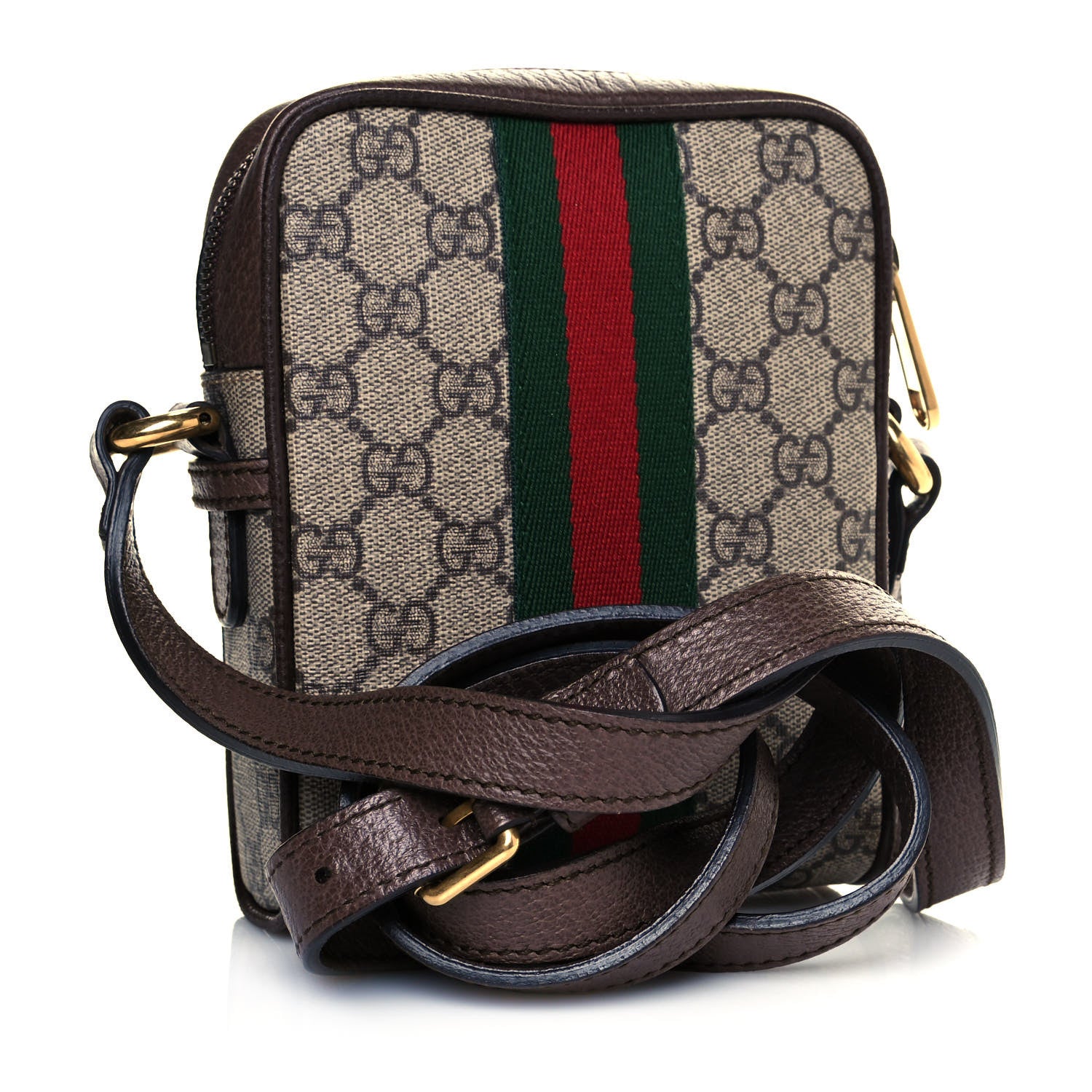 Gucci GG Supreme Monogram Web Mini Ophidia Messenger Brown 3 of 12