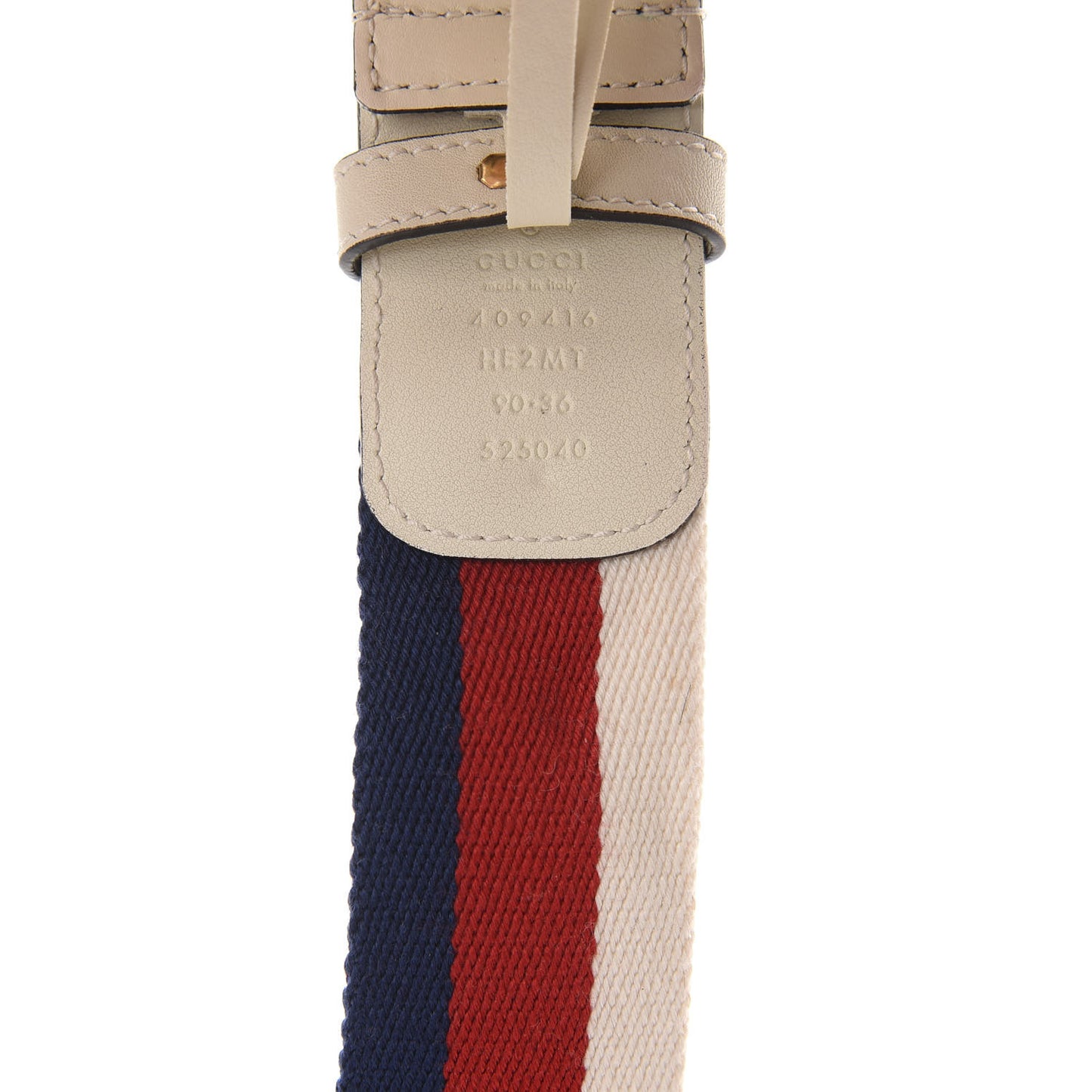 Nylon Calfskin Sylvie Web Double G 40mm Belt 90 36 Mystic White Hibiscus Red Maritime
