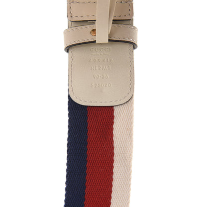 Gucci Nylon Calfskin Sylvie Web Double G 40mm Belt 90 36 Mystic White Hibiscus Red Maritime 4 of 4
