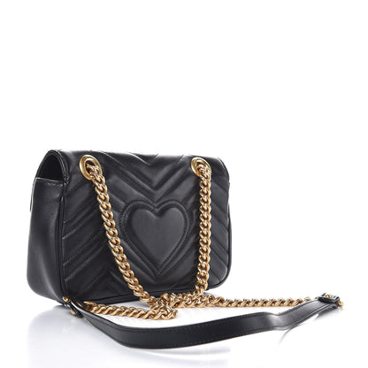 Gucci Calfskin Matelasse Mini GG Marmont Shoulder Bag Black 3 of 10