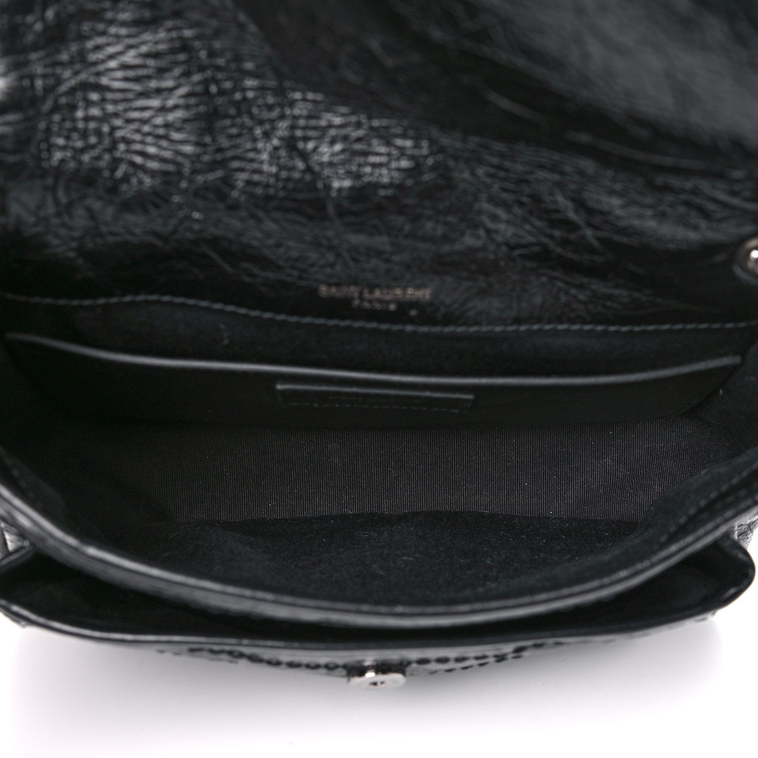 Saint Laurent Crinkled Calfskin Matelasse Monogram Baby Niki Chain Satchel Black 4 of 11
