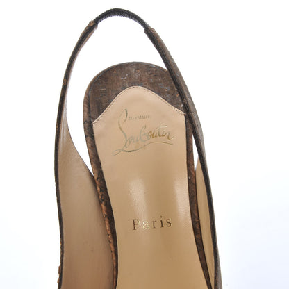 Christian Louboutin Cork Bianca 140 Slingback Pumps 39.5 Brown 8 of 17