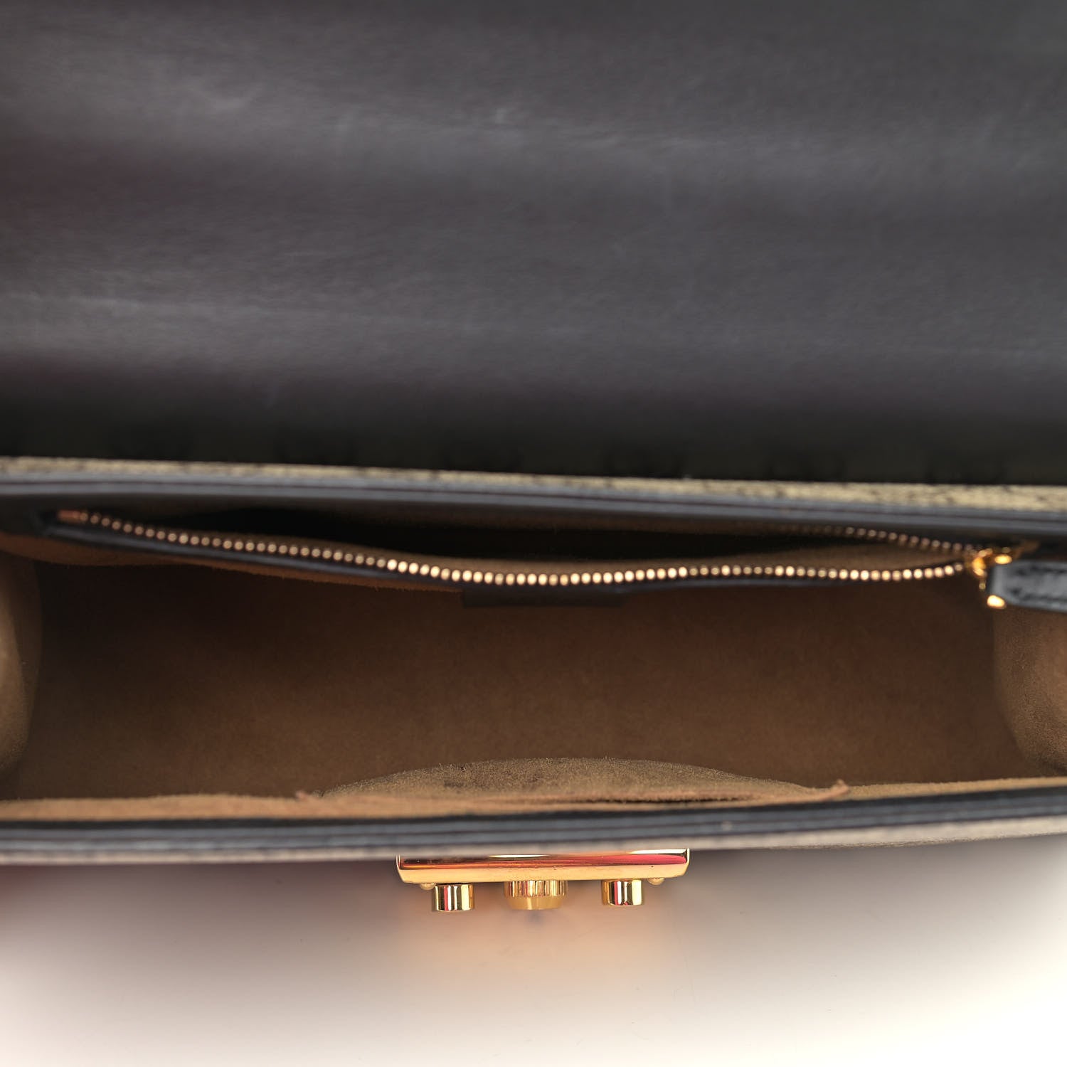 Gucci GG Supreme Monogram Calfskin Medium Padlock Shoulder Bag Beige Black Cuir 5 of 11