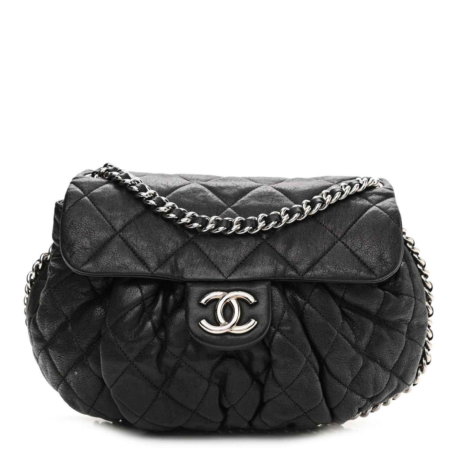 Chanel Washed Lambskin Quilted Chain Around Flap Black 1 of 10