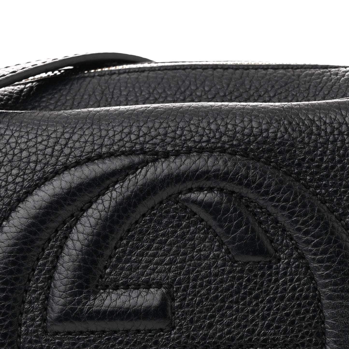 Pebbled Calfskin Small Soho Disco Bag Black