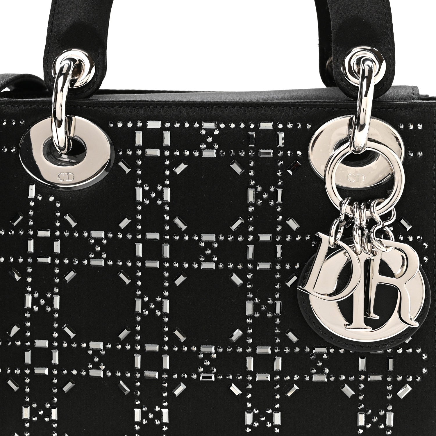 Christian Dior Satin Crystal Cannage Mini Lady Dior Black 8 of 11