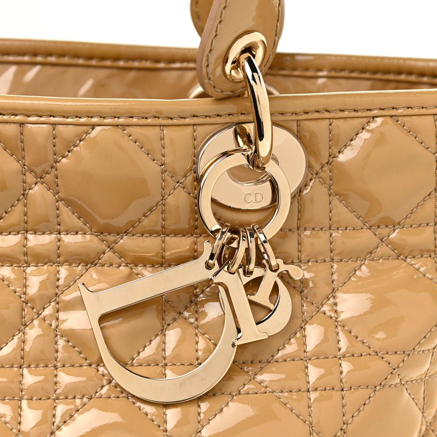 Patent Cannage Dior Tote Beige