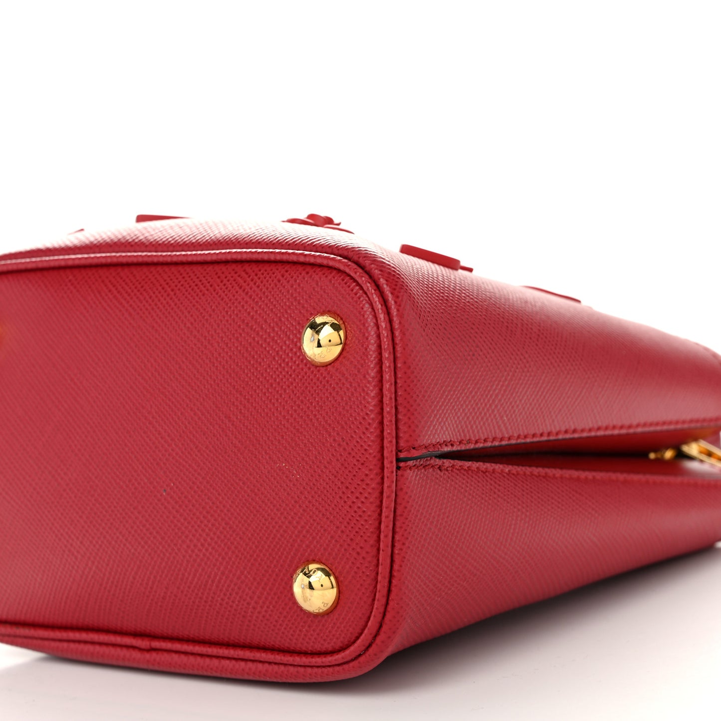 Saffiano Cuir Calfskin Embellished Panier Bucket Bag Fuoco