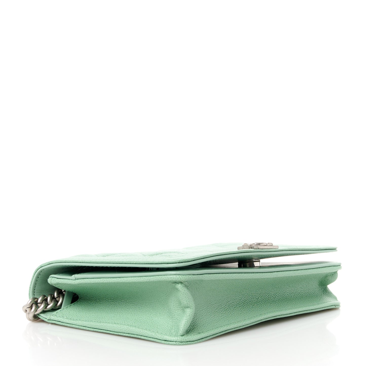 Caviar Quilted Boy Wallet On Chain WOC Light Green