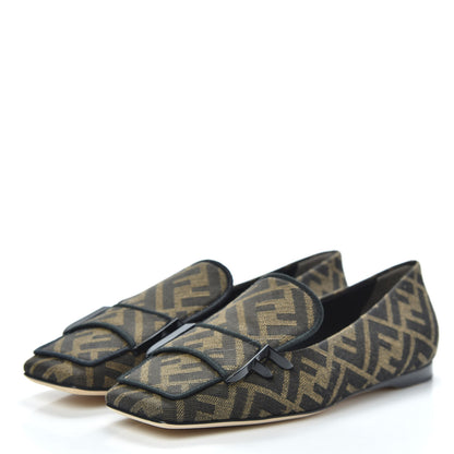 Fendi Jacquard FFreedom Square Toe Loafers 35 Tobacco 3 of 8