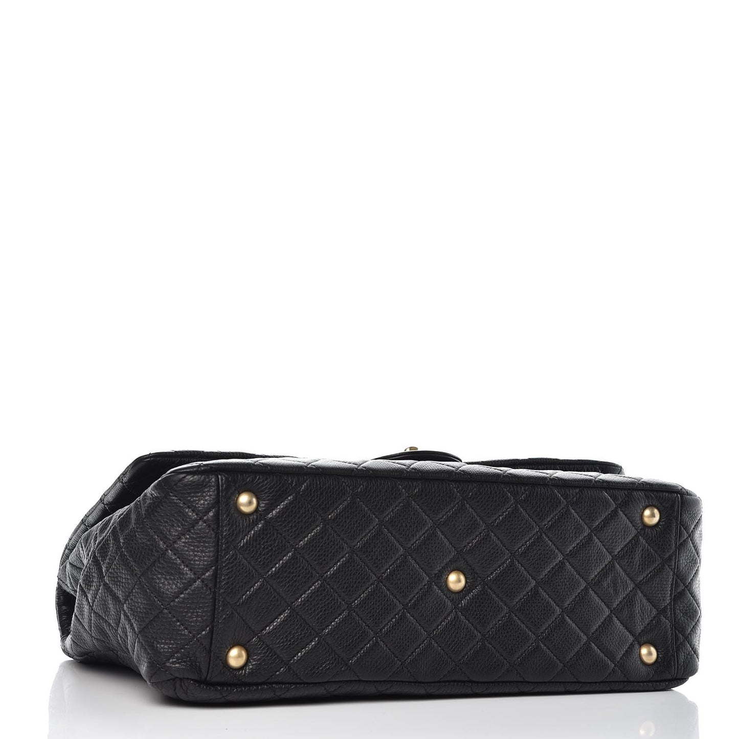 Calfskin Quilted XXL Travel Flap Bag Black
