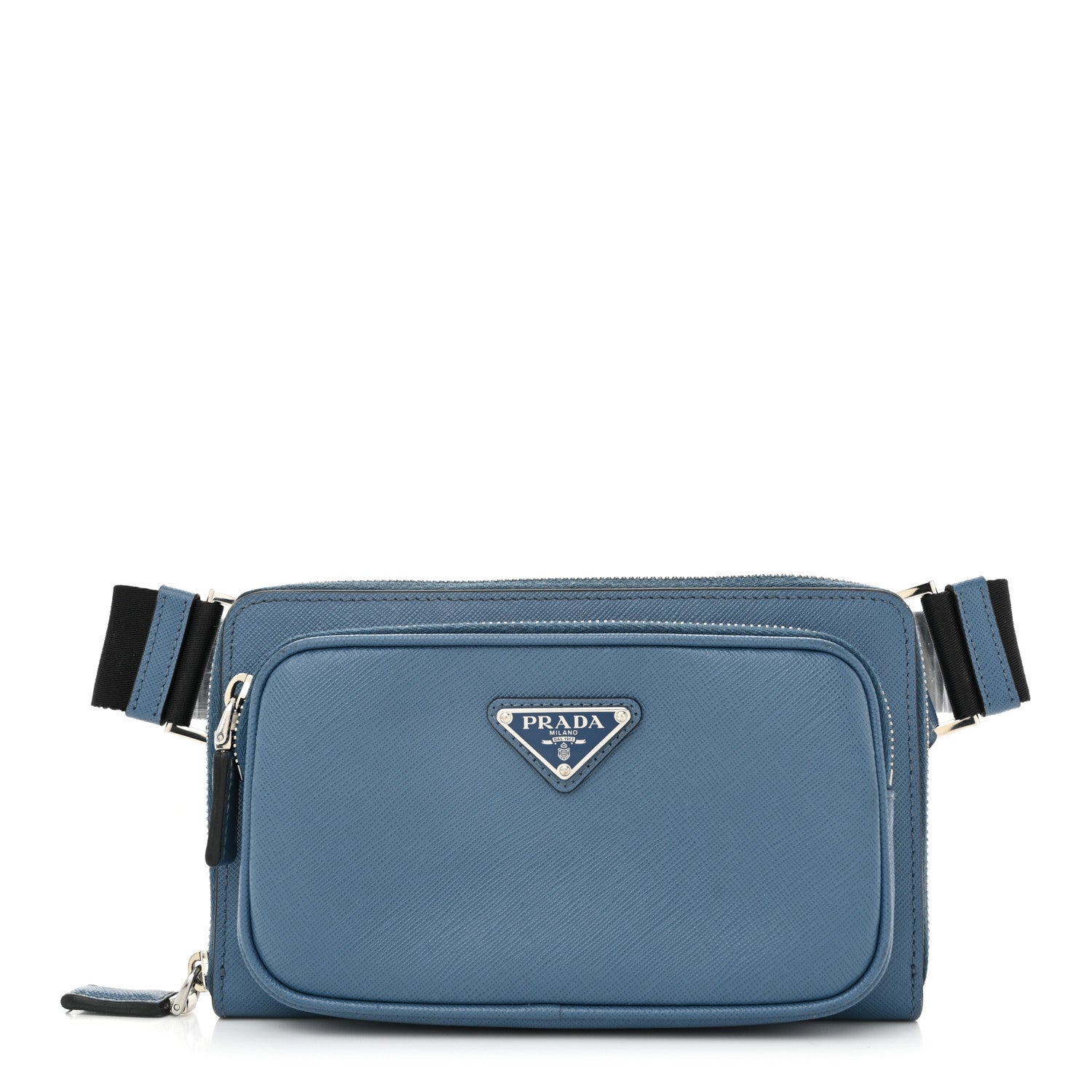 Prada Saffiano Travel Double Zip Crossbody Belt Bag Cobalto 1 of 10
