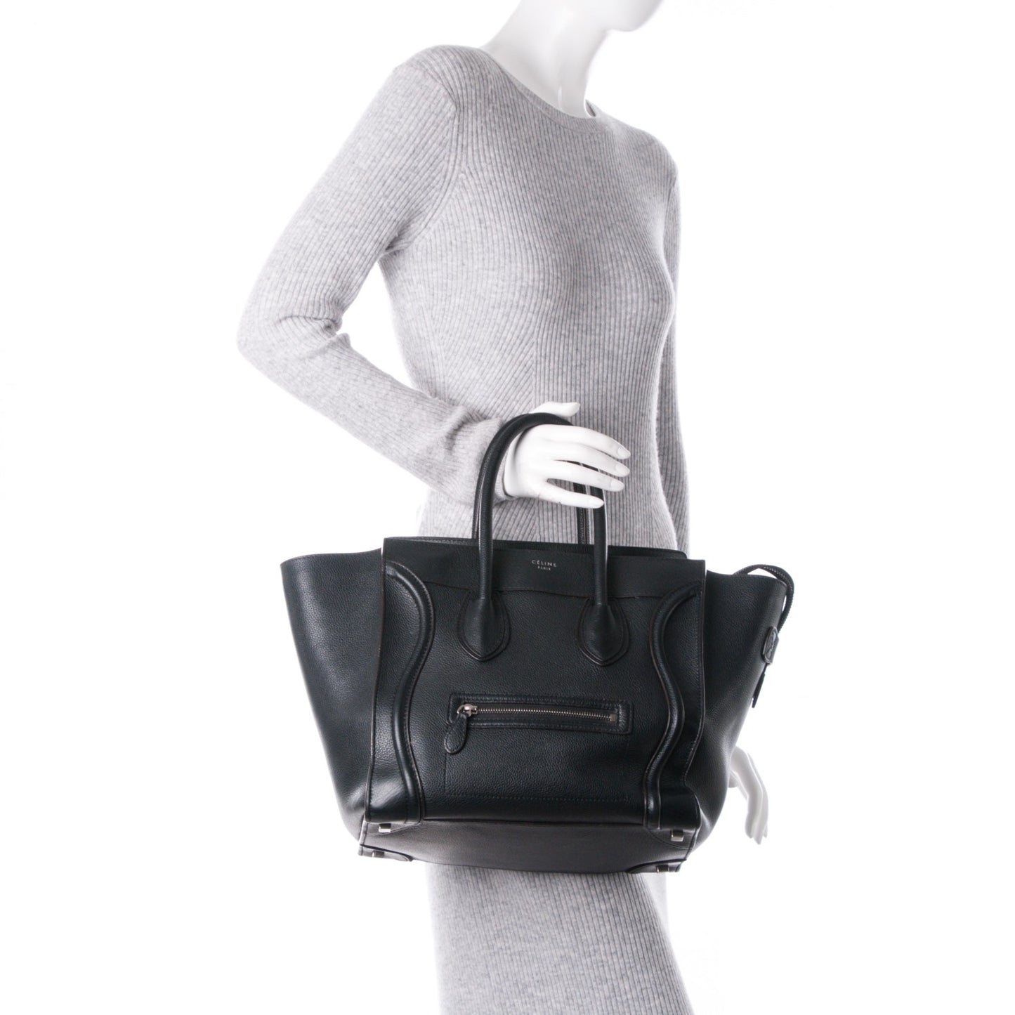 Drummed Calfskin Mini Luggage Black