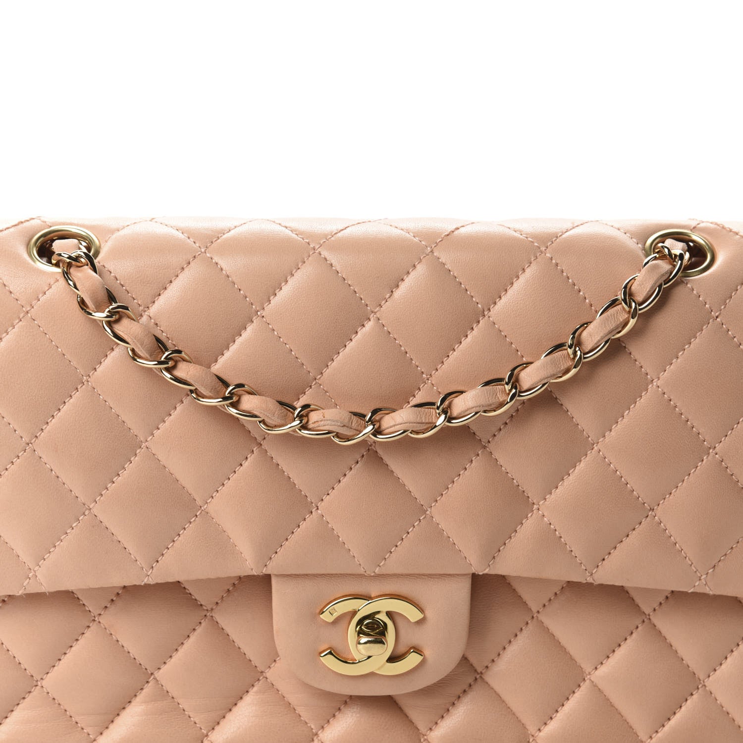 Chanel Lambskin Quilted Medium Double Flap Salmon Pink 12 of 13