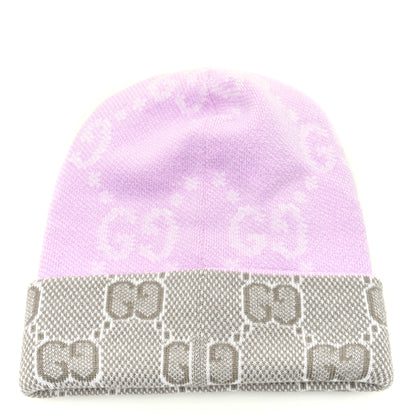 Gucci Wool GG Monogram Fog Tricot Beanie Hat S Mauve Beige 2 of 5