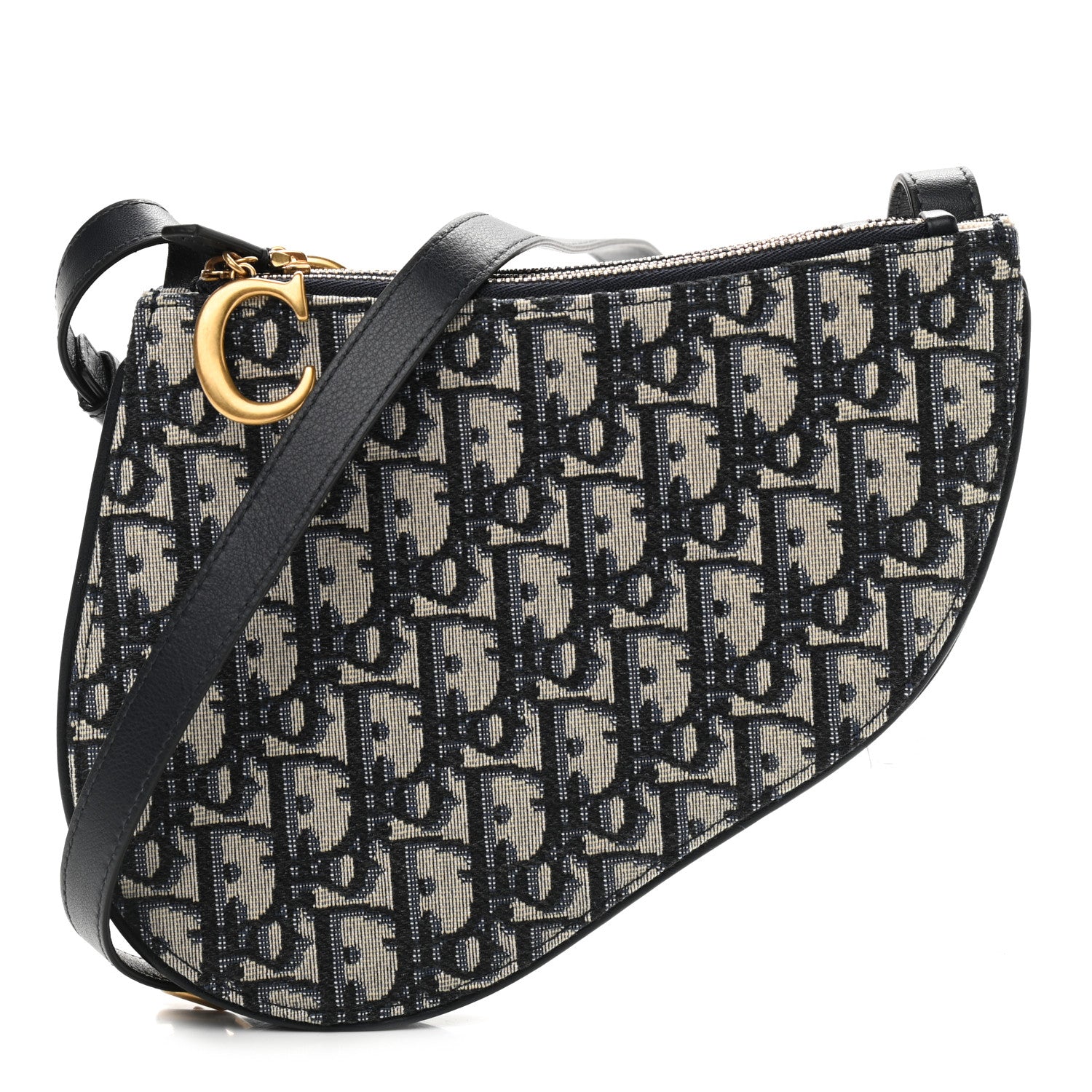 Christian Dior Oblique Saddle Pouch With Strap Navy Blue 1 of 7