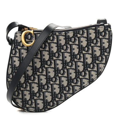 Christian Dior Oblique Saddle Pouch With Strap Navy Blue 1 of 7