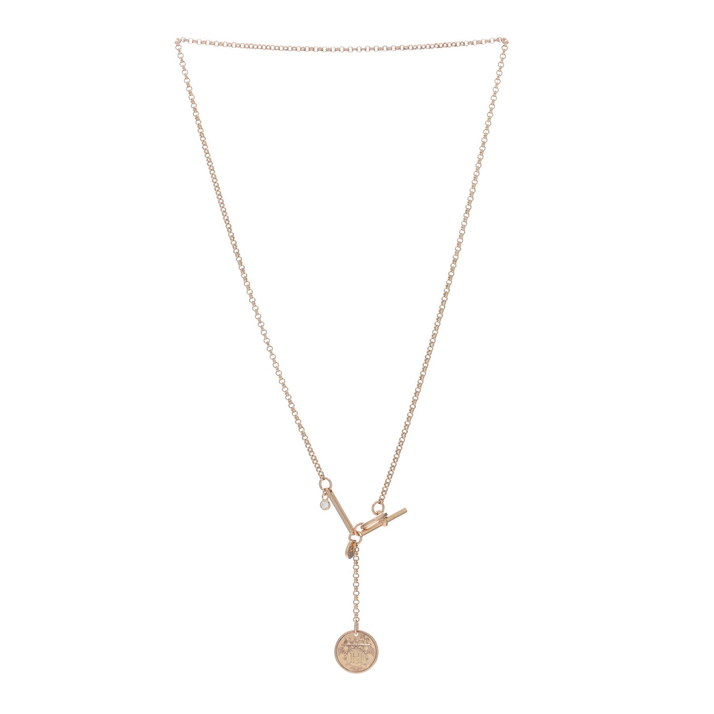 18K Rose Gold Diamond PM Ex-Libris Pendant Necklace