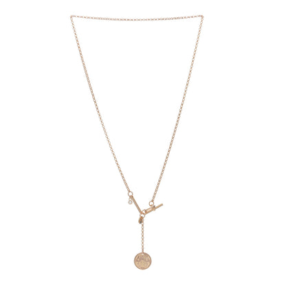 Hermes 18K Rose Gold Diamond PM Ex-Libris Pendant Necklace 3 of 5