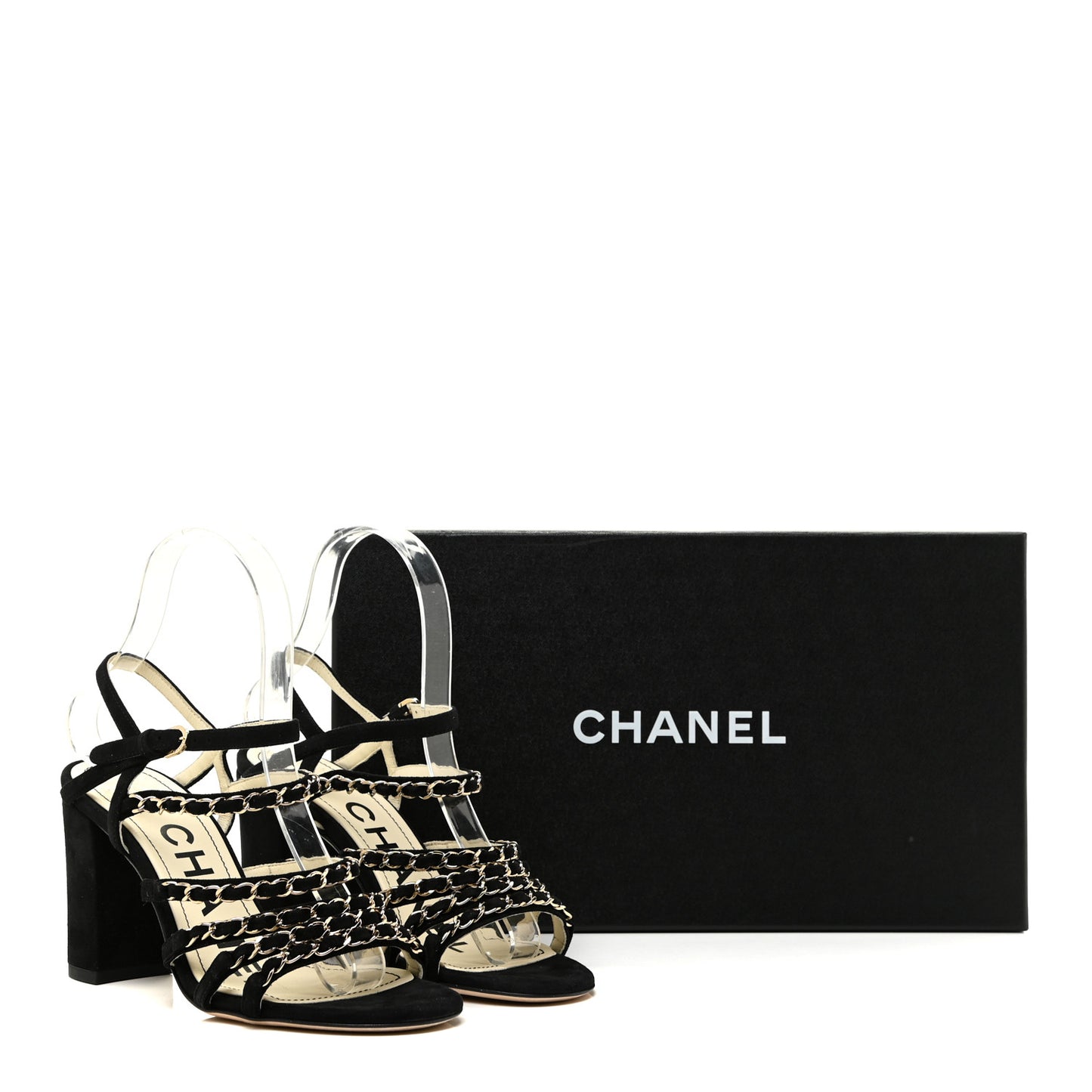 Kid Suede Chain Sandals 36 Black