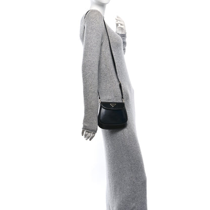 Prada Spazzolato Mini Cleo Flap Adjustable Strap Shoulder Bag Black 2 of 9