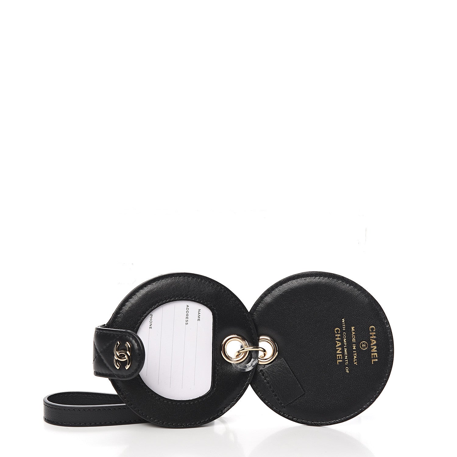 Chanel Lambskin Quilted Round Luggage Tag Black 3 of 7