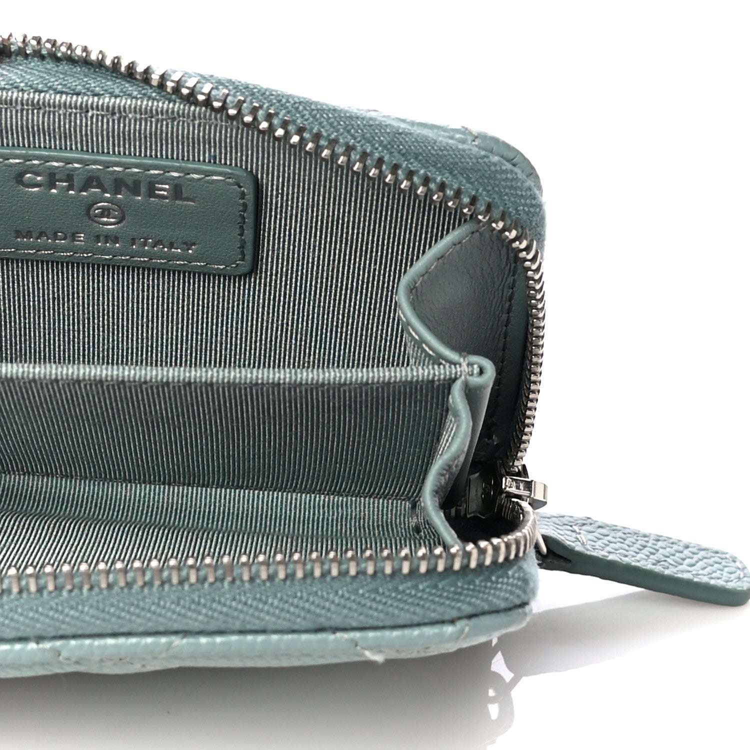 Chanel Caviar Quilted Zip Card Holder Light Blue 5 of 13