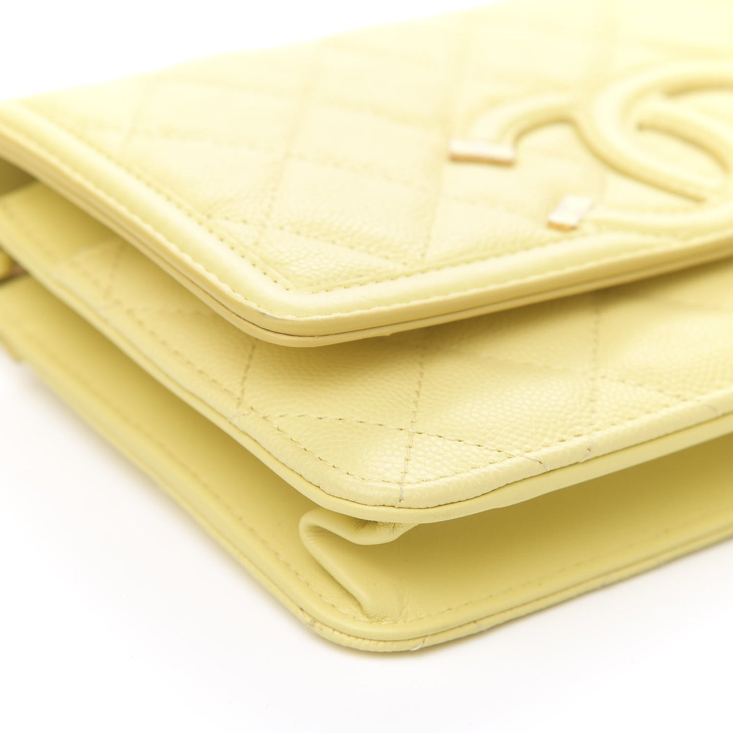 Caviar Quilted CC Filigree Wallet On Chain WOC Yellow