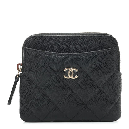 Chanel Caviar Quilted Zip Card Holder Wallet Black 1 of 7