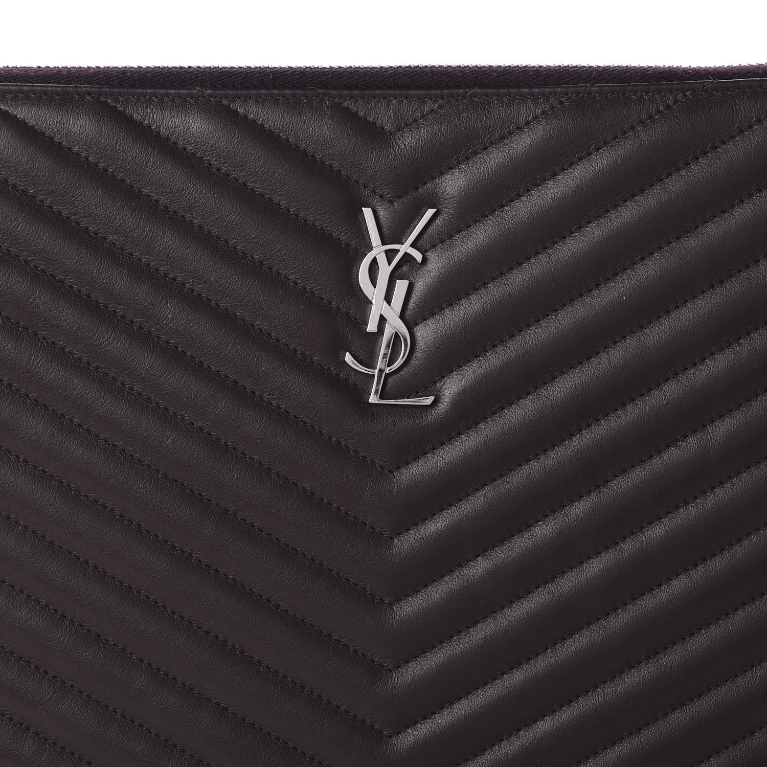 Saint Laurent Calfskin Matelasse Chevron Monogram Document Holder Amaranto 10 of 11