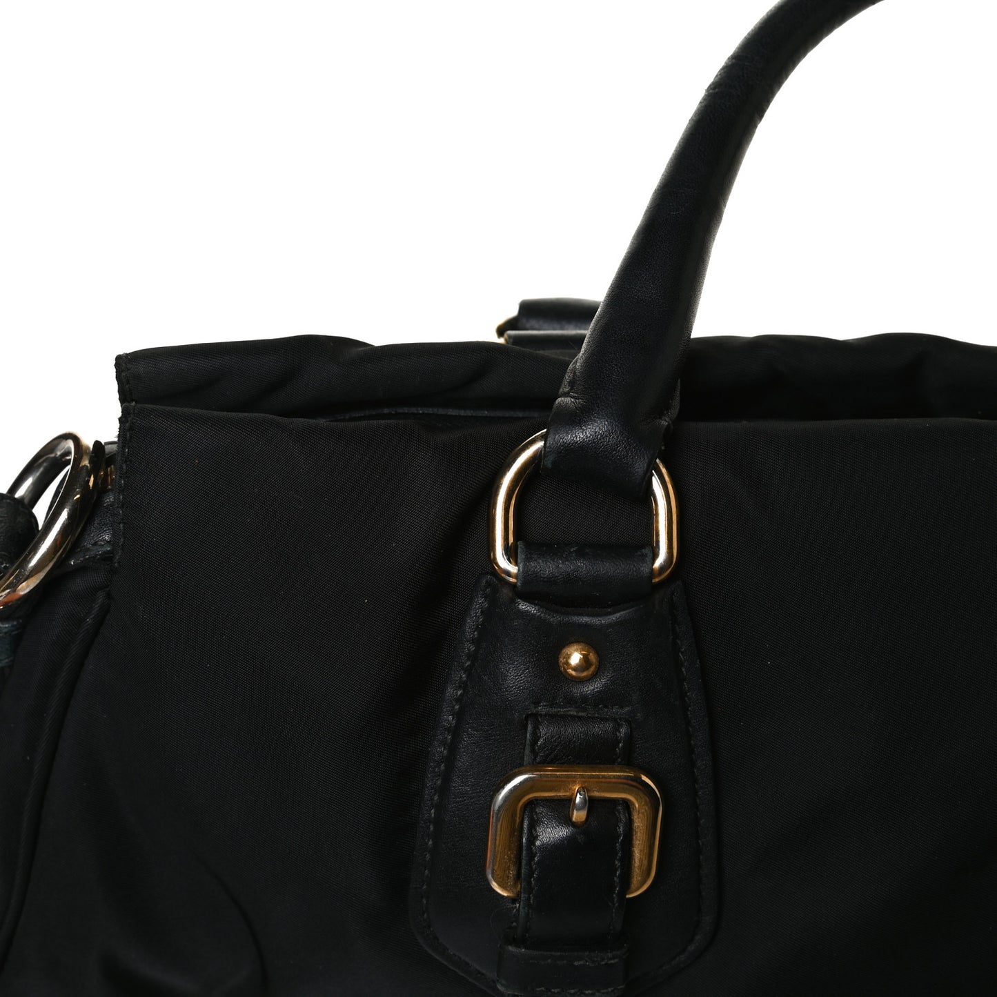 Tessuto Nylon City Calfskin Shoulder Bag Black