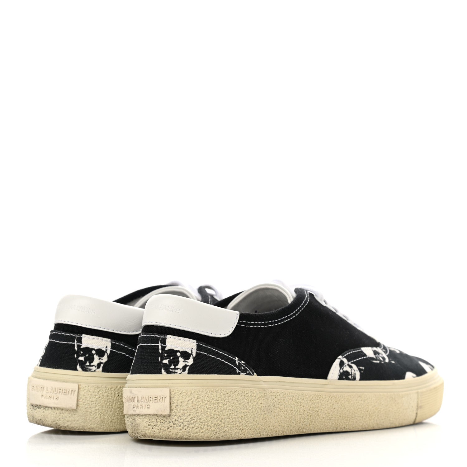 Saint Laurent Canvas Skull Print Skate Sneakers 40 Black White 4 of 12