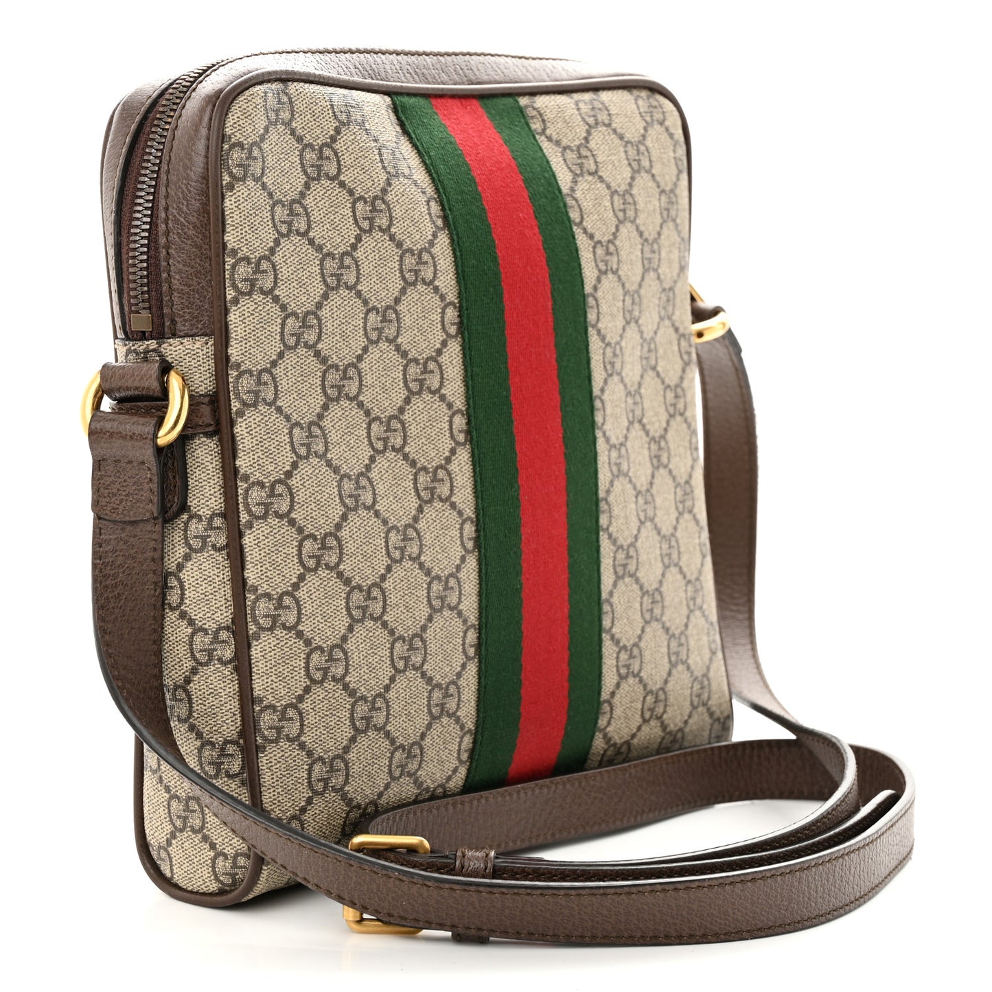 GG Supreme Monogram Web Small Ophidia Messenger Bag Brown