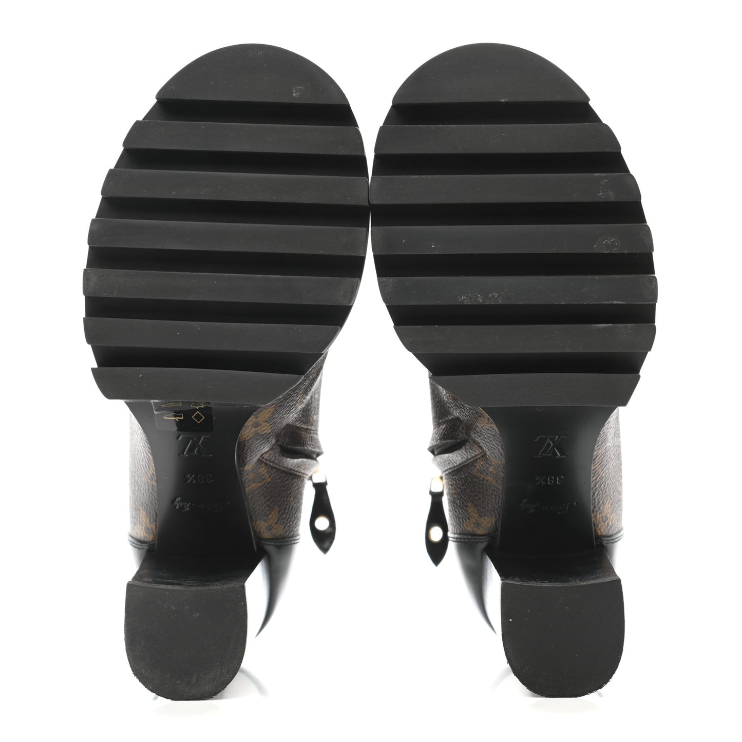 Patent Calfskin Monogram Star Trail Ankle Boots 38.5 Black