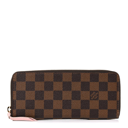 Louis Vuitton Damier Ebene Clemence Wallet Rose Ballerine 1 of 9