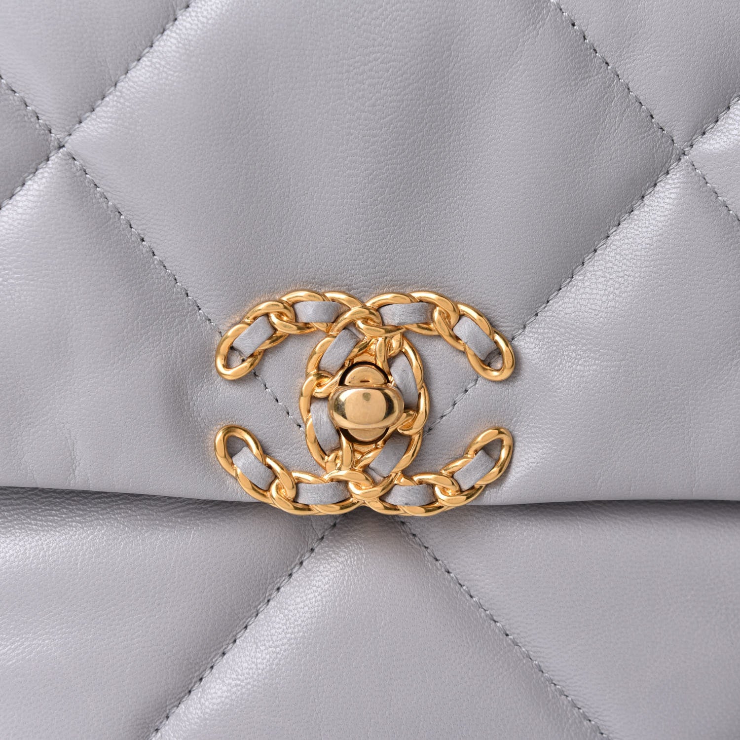 Chanel Goatskin Quilted Large Chanel 19 Flap Grey 8 of 11
