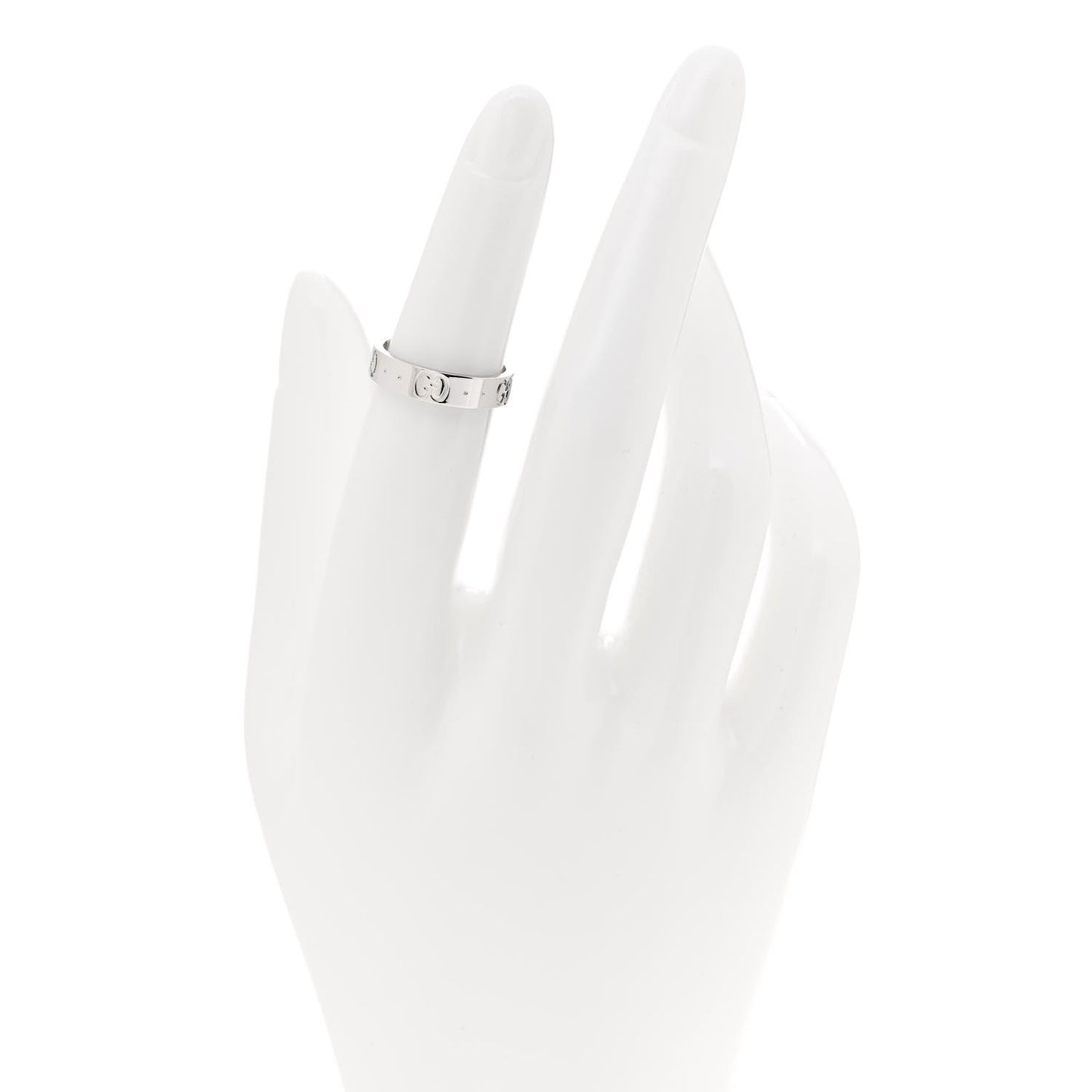 18K White Gold 4mm Icon Thin Band Ring 48 4.5