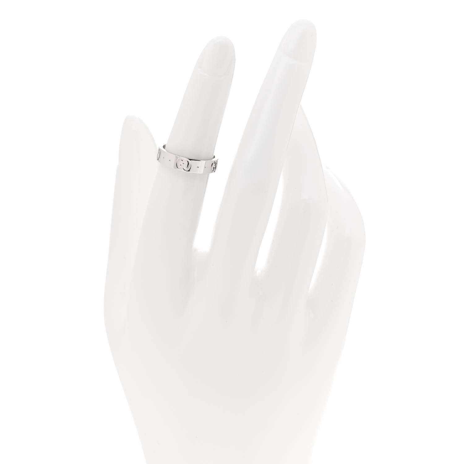 Gucci 18K White Gold 4mm Icon Thin Band Ring 48 4.5 2 of 5